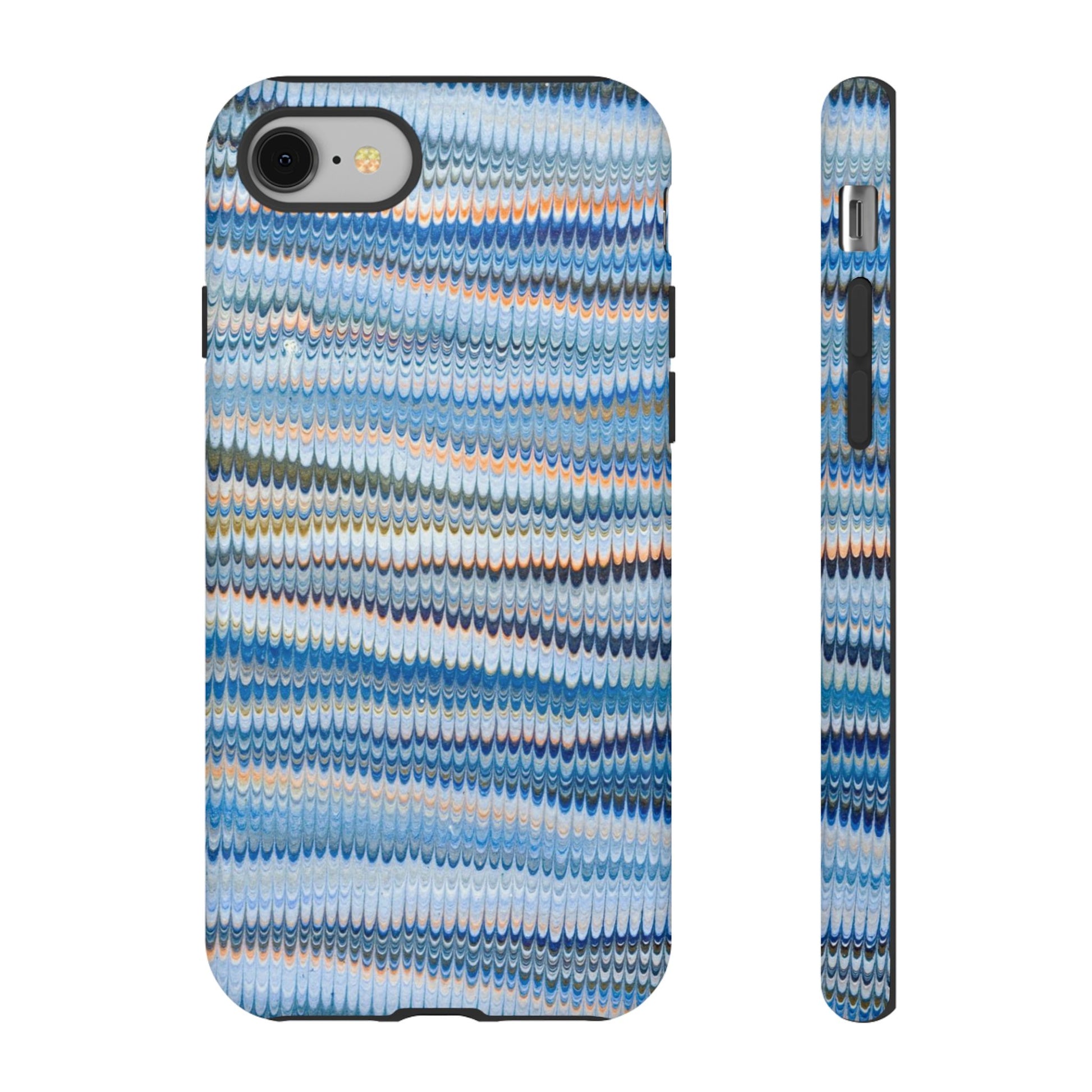 Blue Marbled Phone Cases iPhone 16 + Samsung + Apple + Google - all models, Vintage Marbled Design - Tough Cases