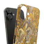 Golden Yelllow Hand-Marbled Florentine Italian Phone Case for iPhone 17 and all sizes