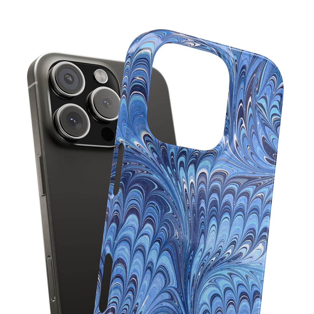Blue Italian Marble Phone Case – Artistic Swirl iPhone & Samsung Case, Slim Single Layer Case, Wireless Charging Compatible