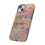Pastel Pink + Green Feather Marbled Phone Case - Dual Layer Phone Cover