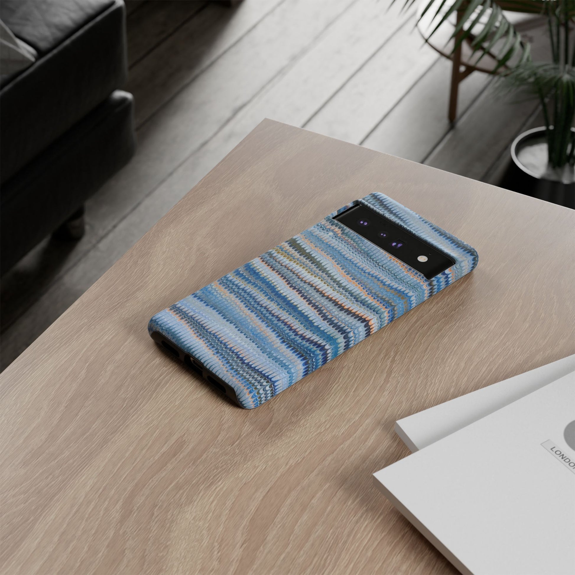 Blue Marbled Phone Cases iPhone 16 + Samsung + Apple + Google - all models, Vintage Marbled Design - Tough Cases