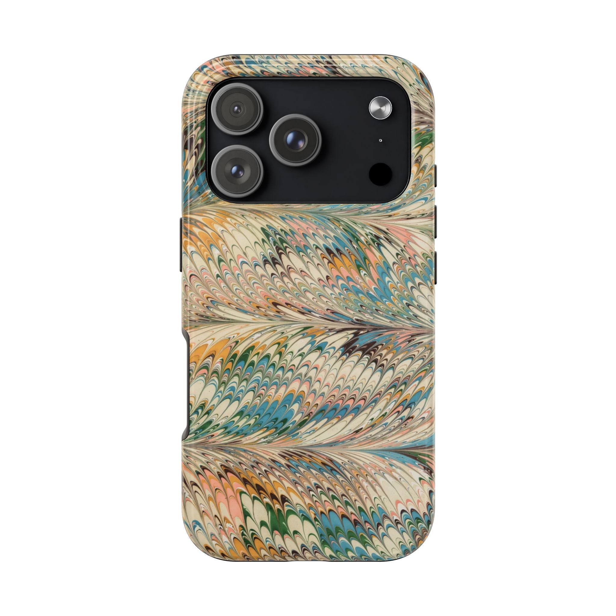 Beige, Blue, and Pinks Marbled Design Dual Layer Phone Case