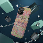 Marbled Pastel Pink and Green Impact-Resistant Phone Case for Apple + Samsung