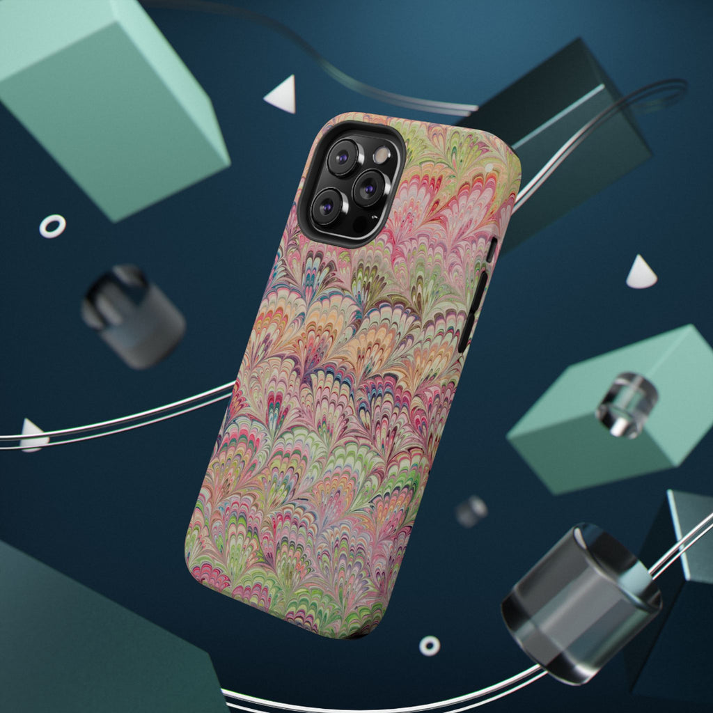 Marbled Pastel Pink and Green Impact-Resistant Phone Case for Apple + Samsung