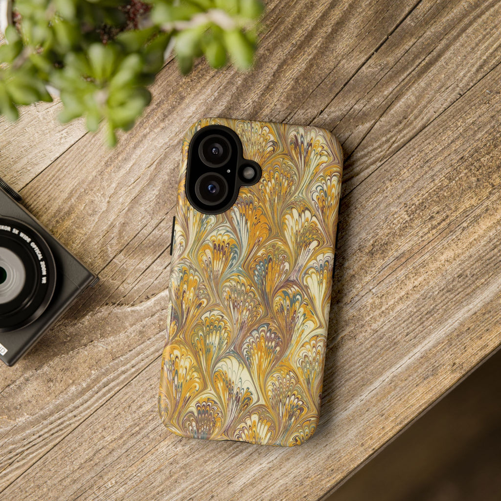Golden Yellow Marbled Italian Phone Case - Dual Layer - Matte or Glossy