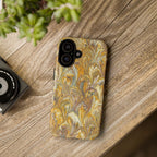 Golden Yellow Marbled Italian Phone Case - Dual Layer - Matte or Glossy