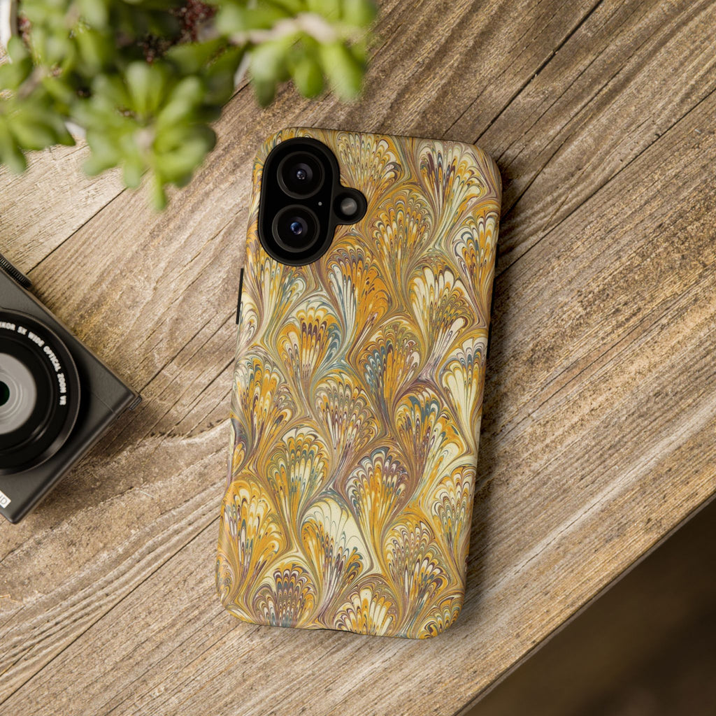 Golden Yellow Marbled Italian Phone Case - Dual Layer - Matte or Glossy