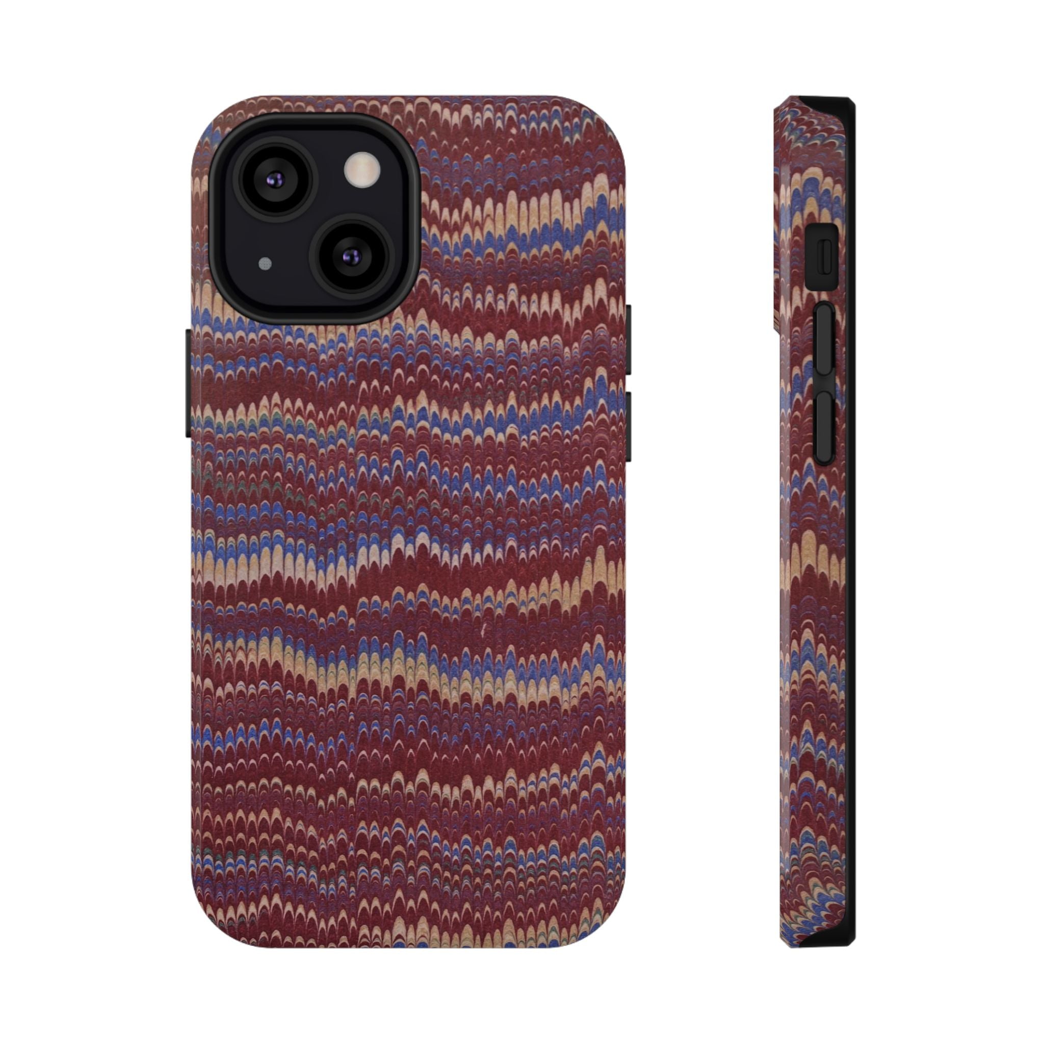 Burgundy and Blue Hues Italian Vintage Marble Design Phone Case for Apple + Samsung