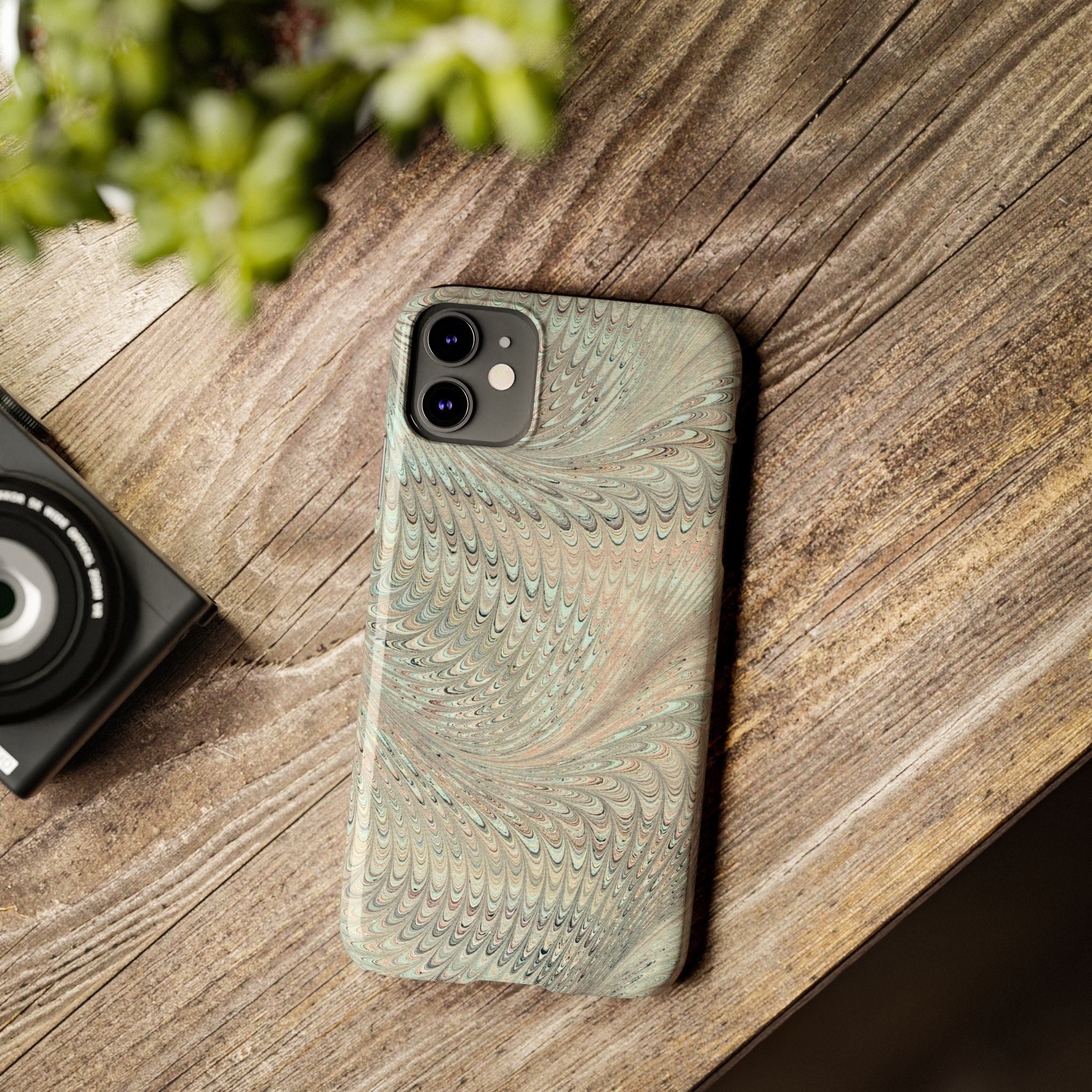 Mint + Green Italian Marbled Phone Case, Mag Safe