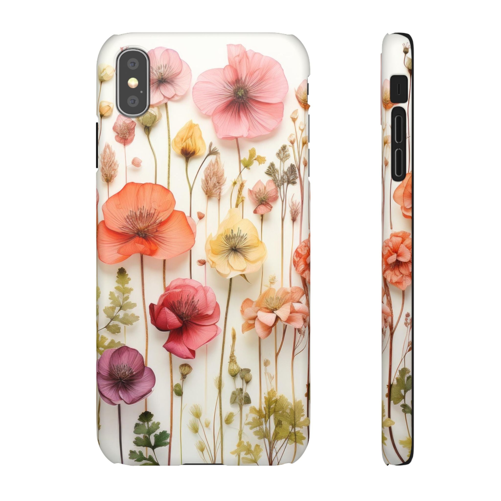 Pink Floral Pressed Flowers - Slim Case