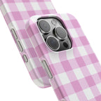 Pink + White Gingham Check Phone Case - Single Layer Slim Case
