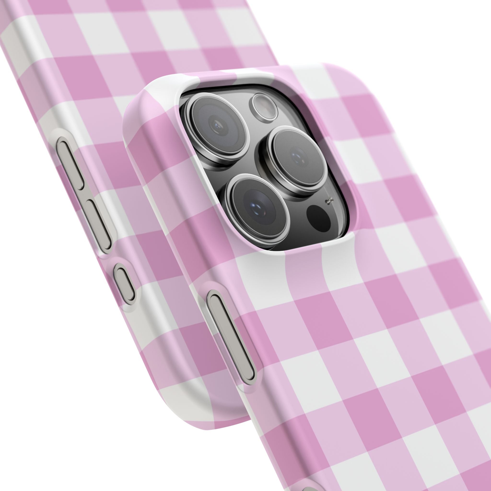 Pink + White Gingham Check Phone Case - Single Layer Slim Case