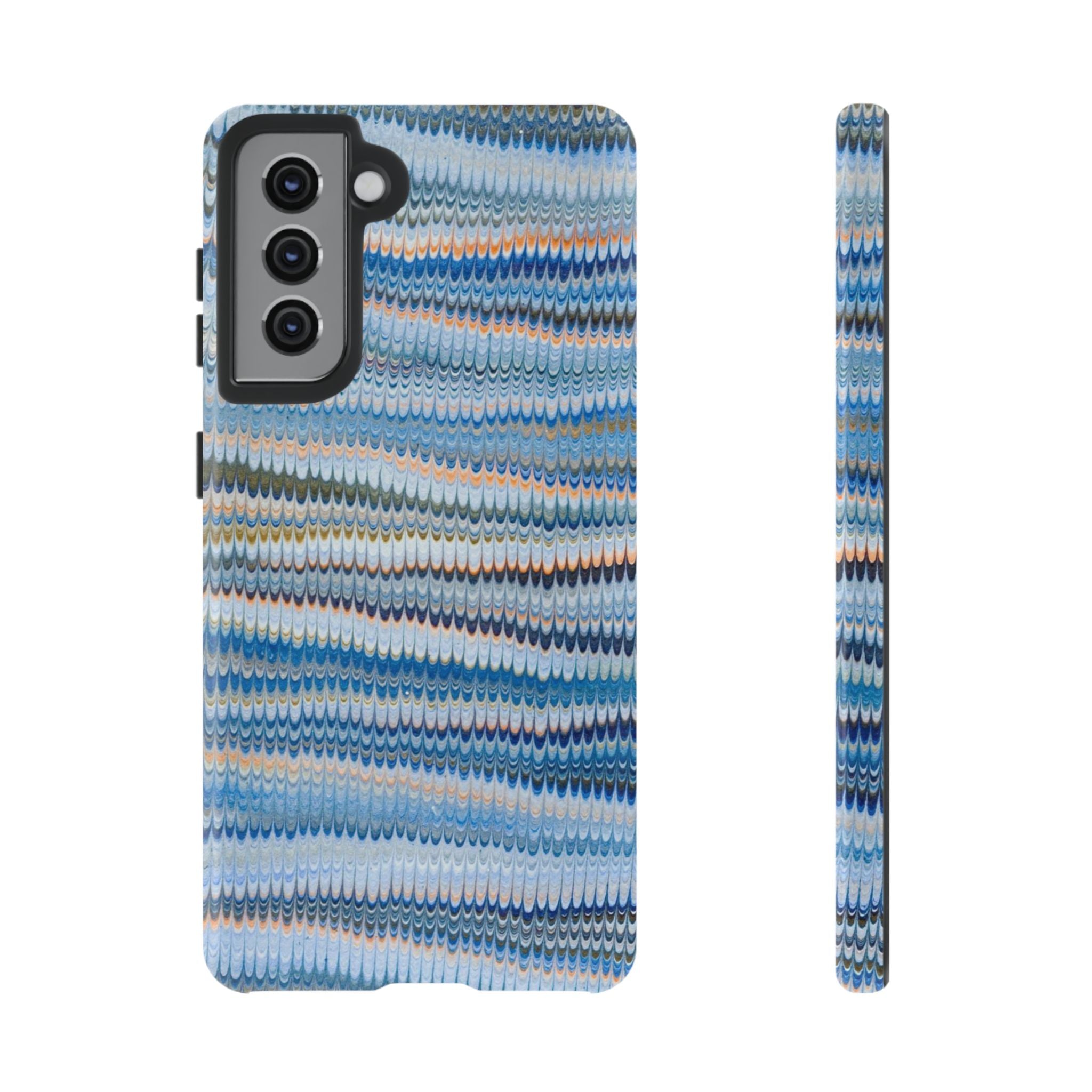 Blue Marbled Phone Cases iPhone 16 + Samsung + Apple + Google - all models, Vintage Marbled Design - Tough Cases