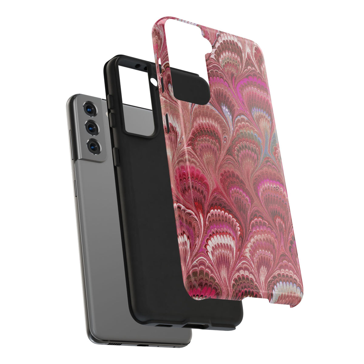 Pretty in Pink - Peacock Marble Italian Tough Phone Case — Durable Marbled Phone Case