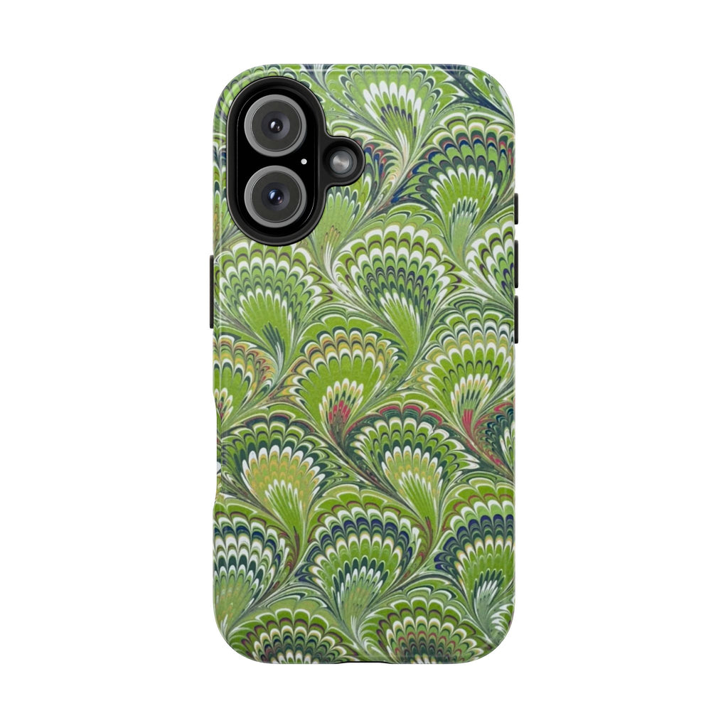 Fresh Green Florentine Marbled Peacock Feather Dual Layer Protective iPhone Cover - New FALL Favorite