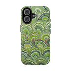 Fresh Green Florentine Marbled Peacock Feather Dual Layer Protective iPhone Cover - New FALL Favorite