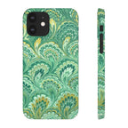 Marbled Feather Green Swirl - Single Layer Slim Phone Case