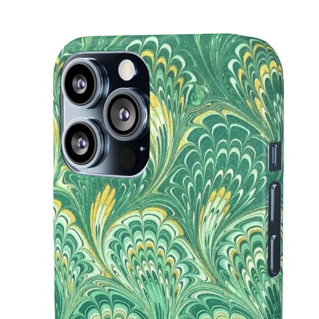 Marbled Feather Green Swirl - Single Layer Slim Phone Case