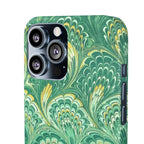 Marbled Feather Green Swirl - Single Layer Slim Phone Case