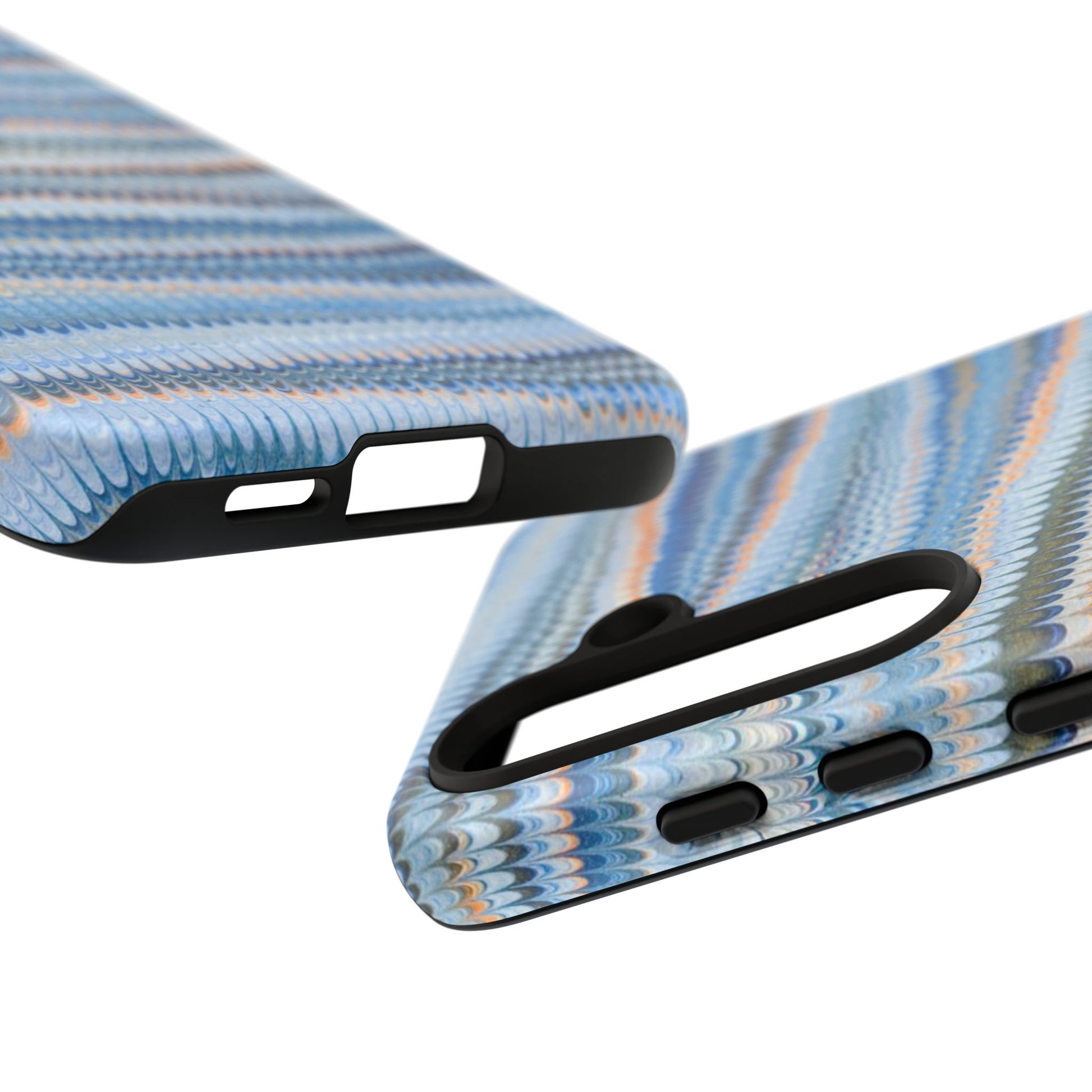 Blue Marbled Phone Cases iPhone 16 + Samsung + Apple + Google - all models, Vintage Marbled Design - Tough Cases