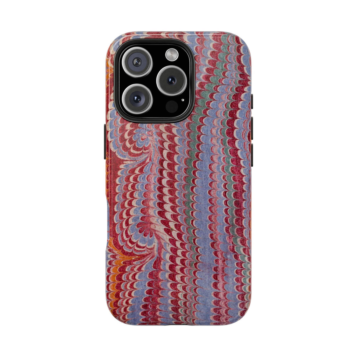 Burgundy + Lavender Swirls Peacock Marbled Tough Phone Case - Dual Layer