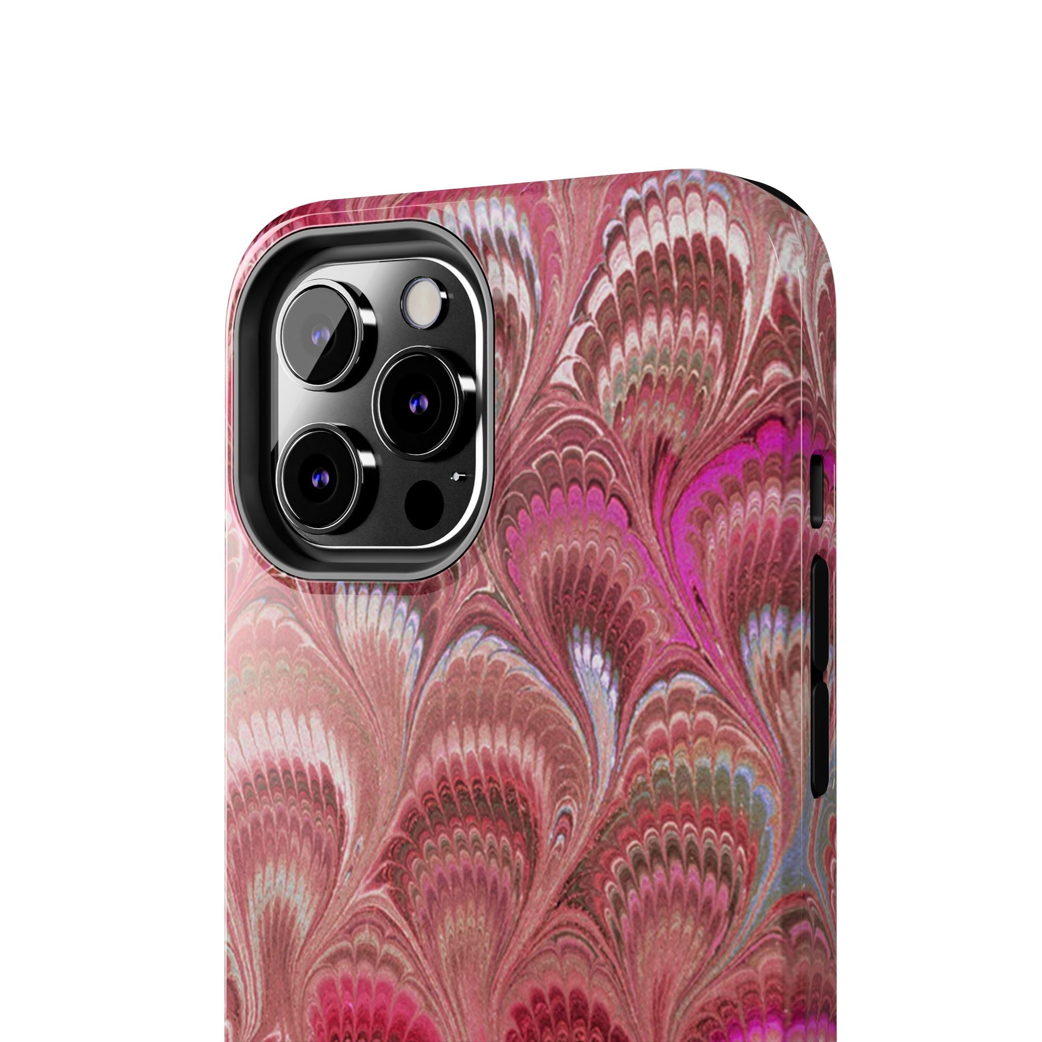 Pink Peacock Marble Italian Tough Phone Case — Durable Marbled Phone Case