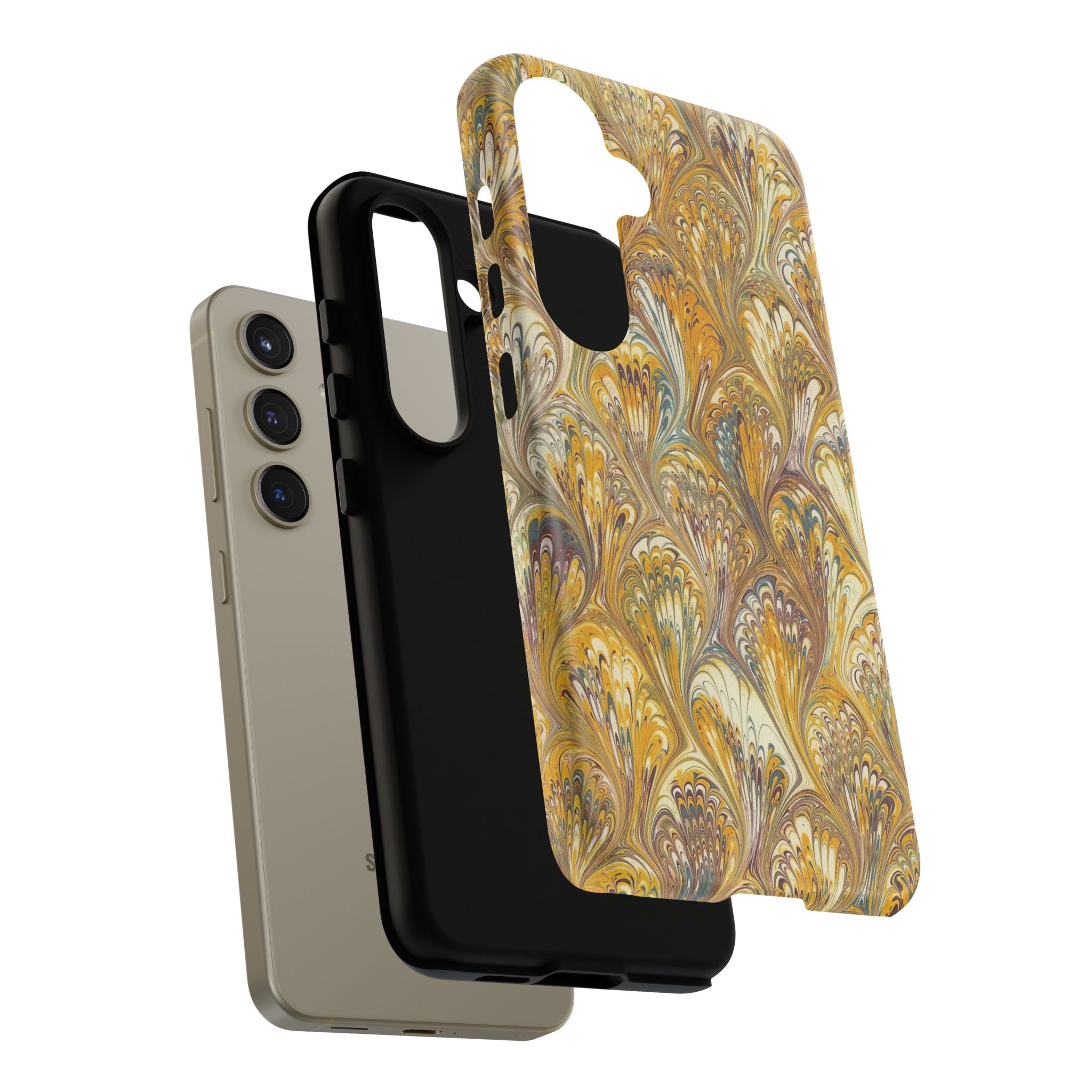 Golden Yellow Marbled Italian Phone Case - Dual Layer - Matte or Glossy
