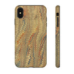 Beige and Blue Marbled Durable Phone Case - Dual Layer - Matte or Glossy