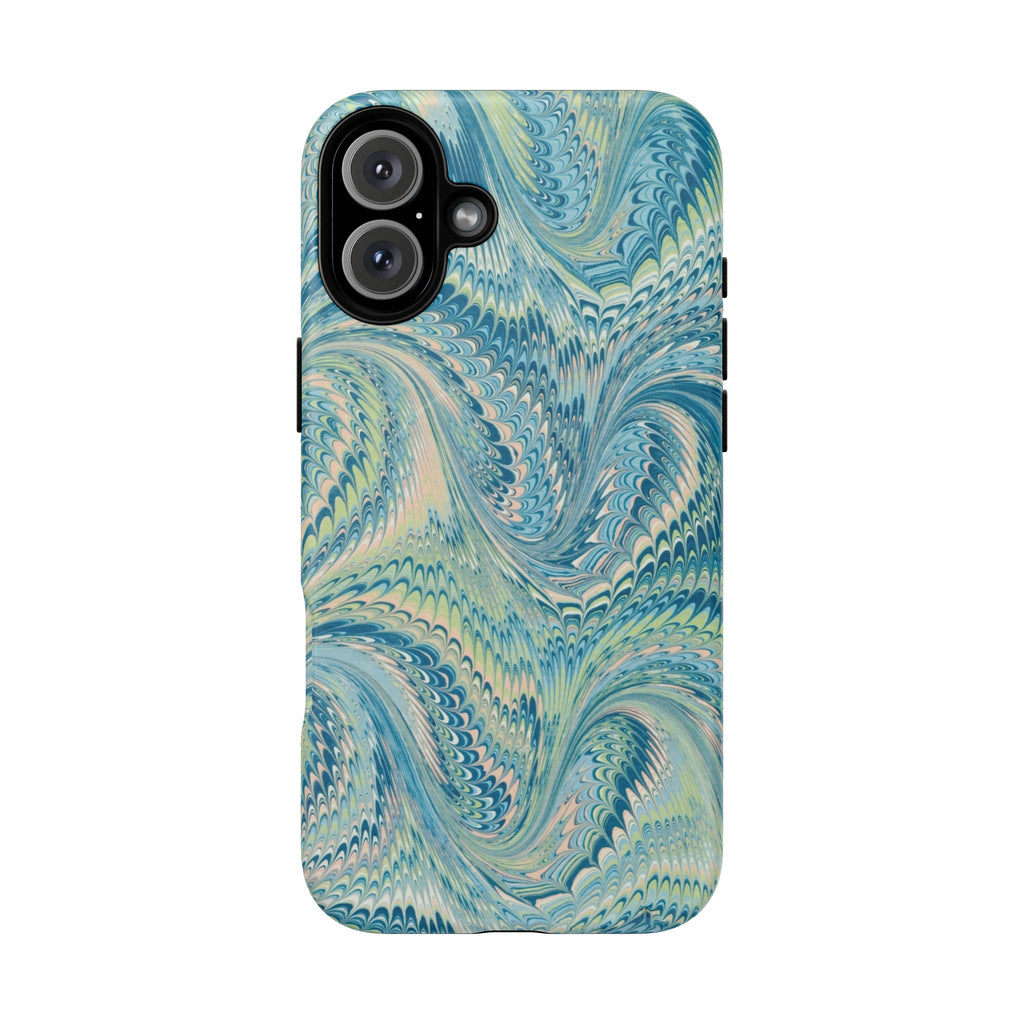 Aqua + Green Marble Phone Case - Impact-Resistant Durable - Dual Cover Design