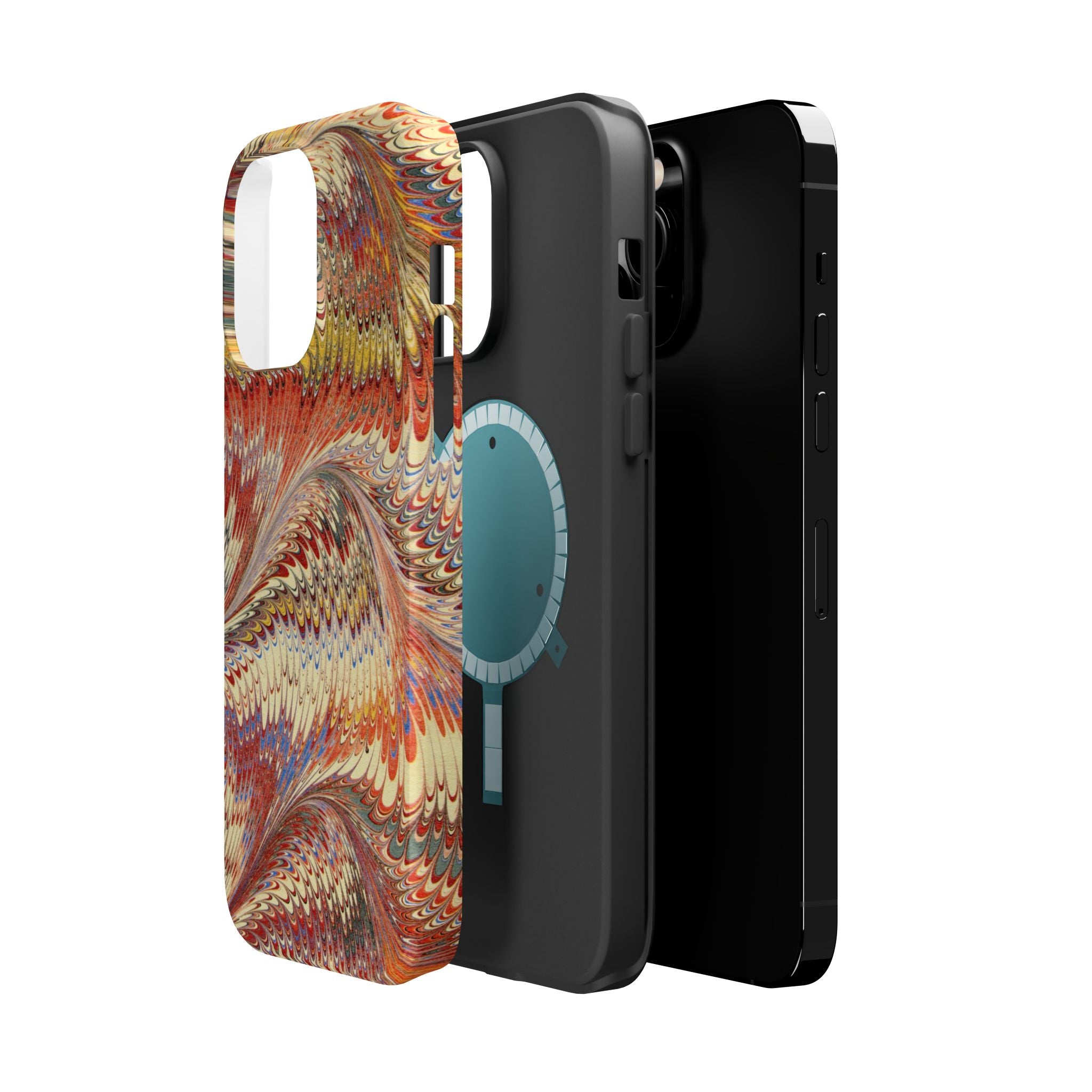 Rust + Gold Italian Marbled Design Magnetic MAG SAFE - Dual Layer Case - Glossy or Matte