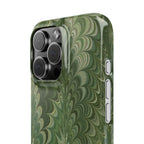 Green Marbled Slim Phone Case — Botanical Swirl Pattern Slim Case