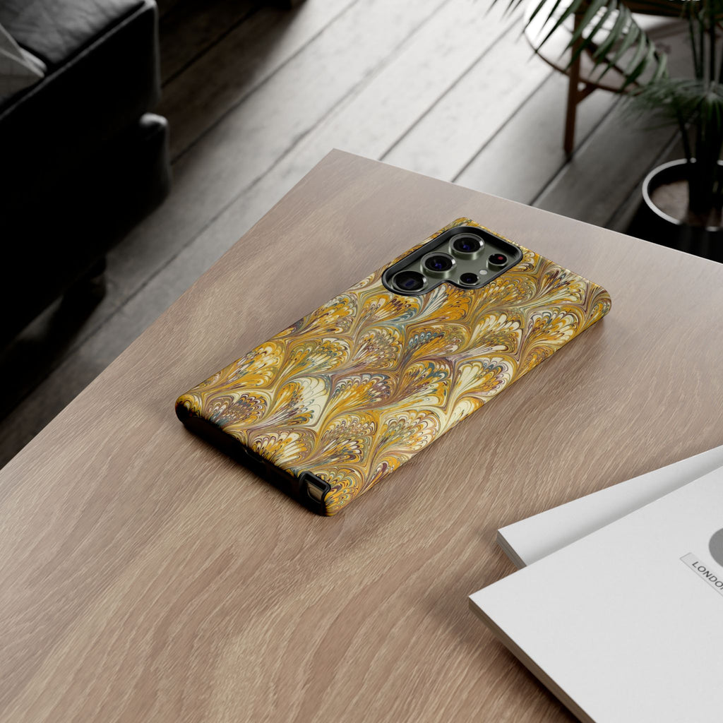 Golden Yellow Marbled Italian Phone Case - Dual Layer - Matte or Glossy
