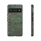 Marbled Peacock Durable Phone Case - Olive Green and Brown - Matte or Glossy