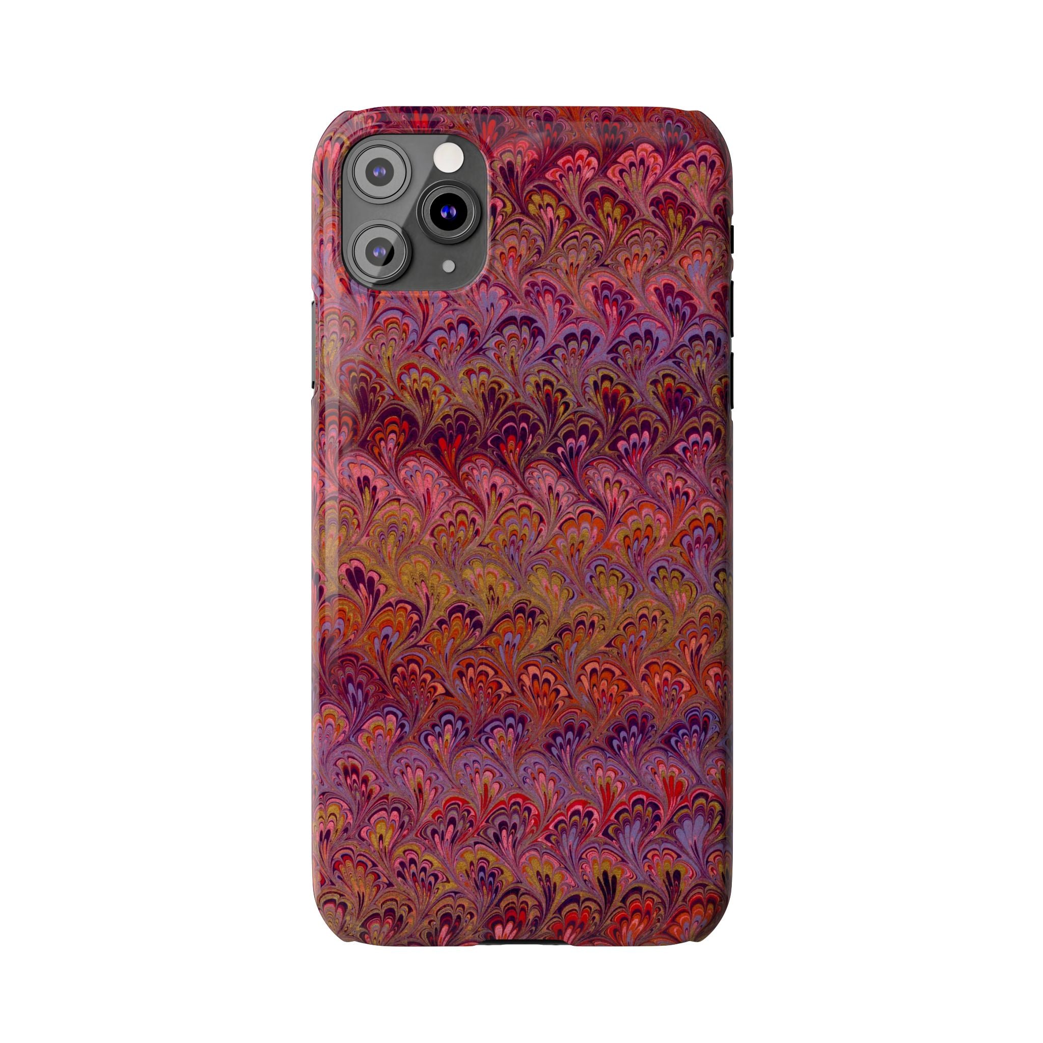Reds, Lavenders, Marbled VIntage Design, Italian Feather Phone Case, Slim Phone Cases, IPHONE16 and all sizes