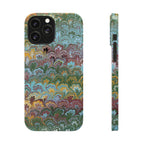 Phone Case with Design from Italy - Marbled "Peacock" Design, Green, Blue, Multi-Color Slim Phone Cases