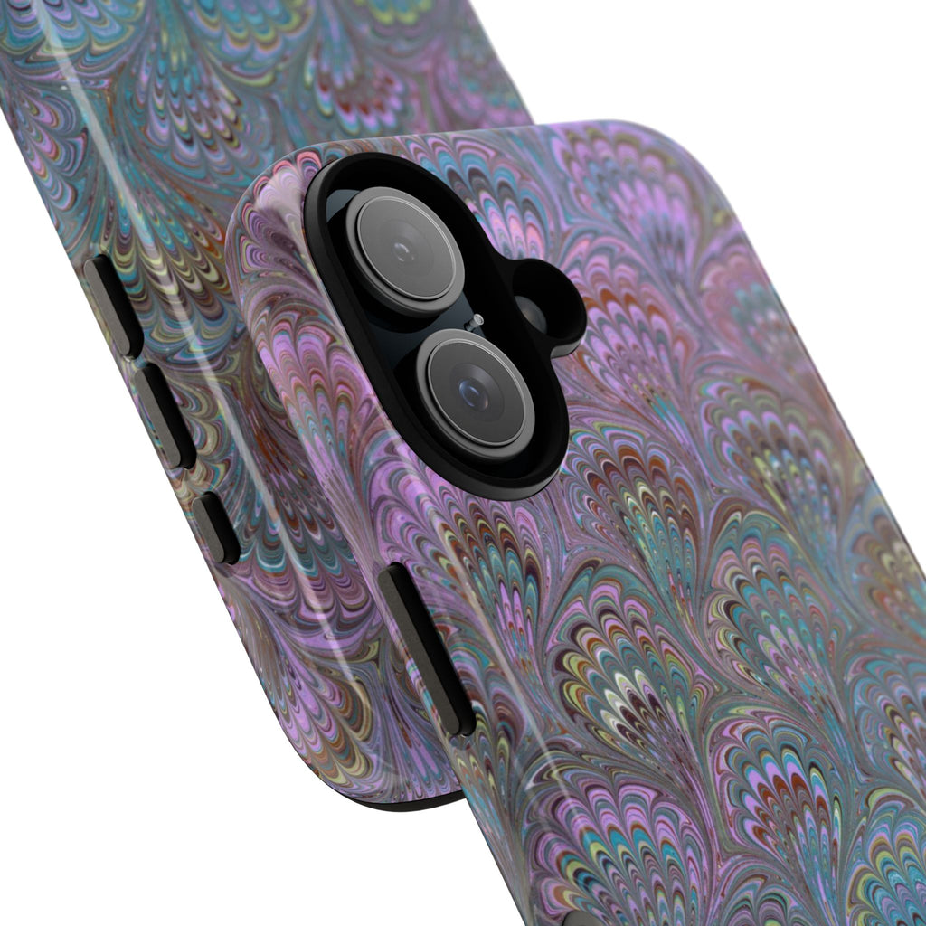Lavender Marbled Peacock Durable Phone Case - Matte or Glossy