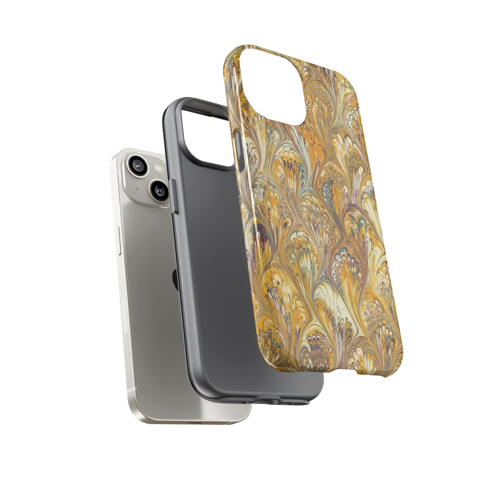Golden Yellow Marbled Italian Phone Case - Dual Layer - Matte or Glossy
