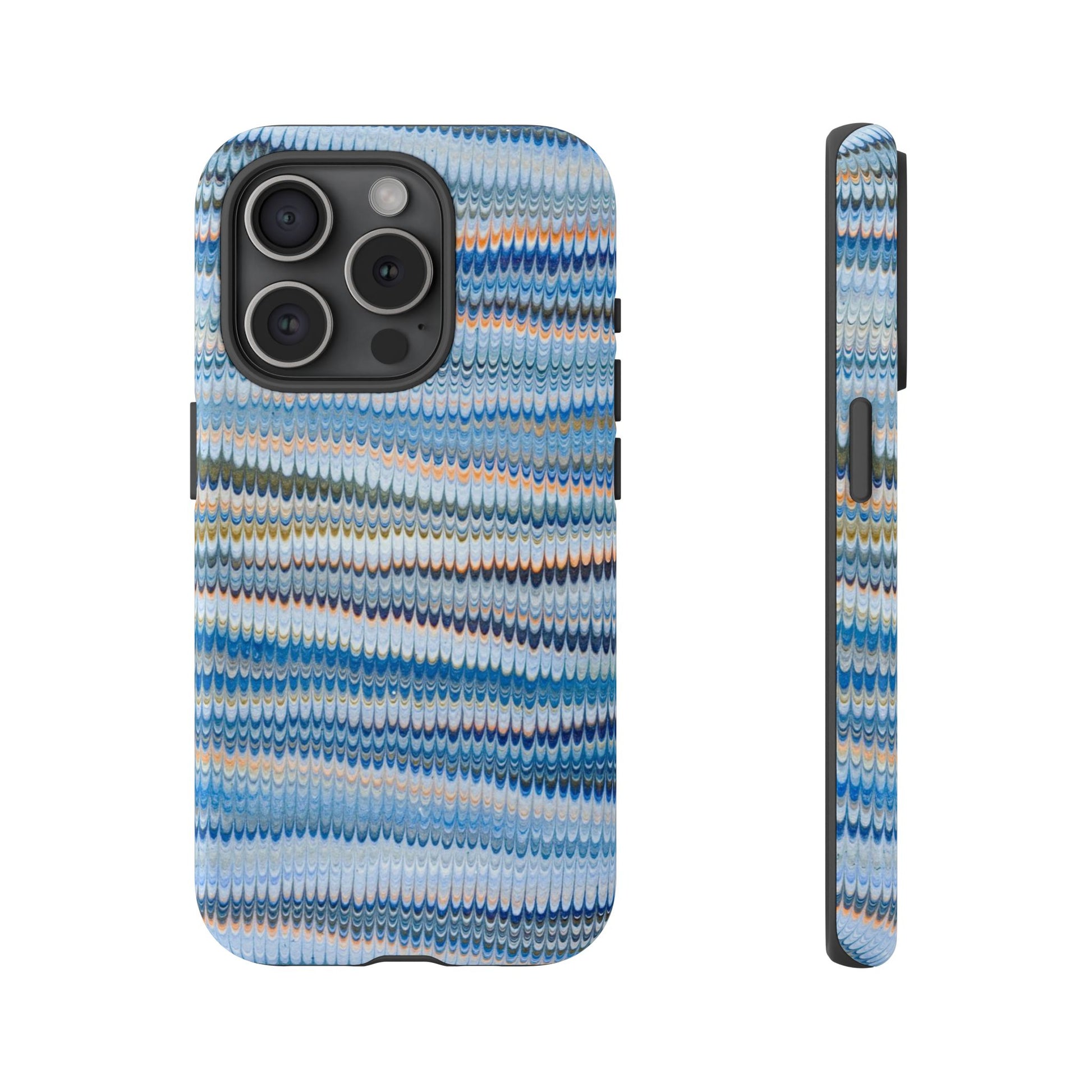 Blue Marbled Phone Cases iPhone 16 + Samsung + Apple + Google - all models, Vintage Marbled Design - Tough Cases