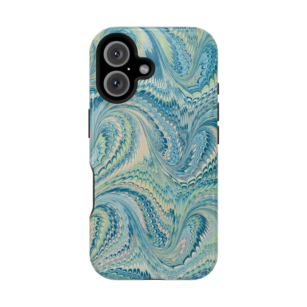 Aqua + Green Marble Phone Case - Impact-Resistant MAG SAFE - Dual Cover Design