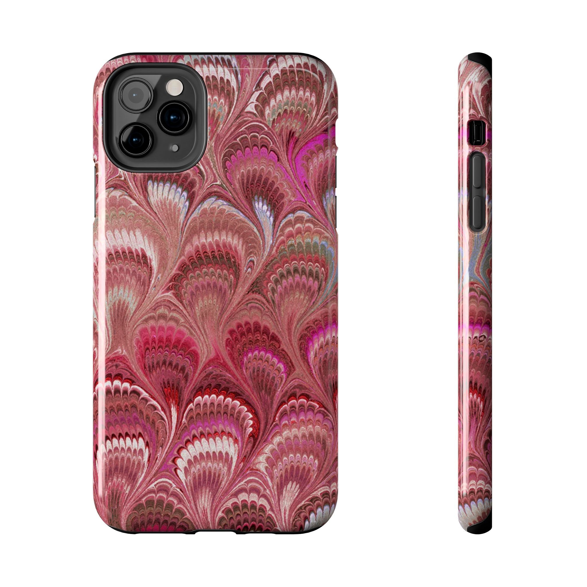 Pink Peacock Marble Italian Tough Phone Case — Durable Marbled Phone Case