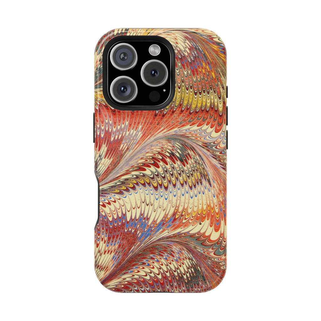 Rust + Gold Italian Marbled Design Magnetic MAG SAFE - Dual Layer Case - Glossy or Matte