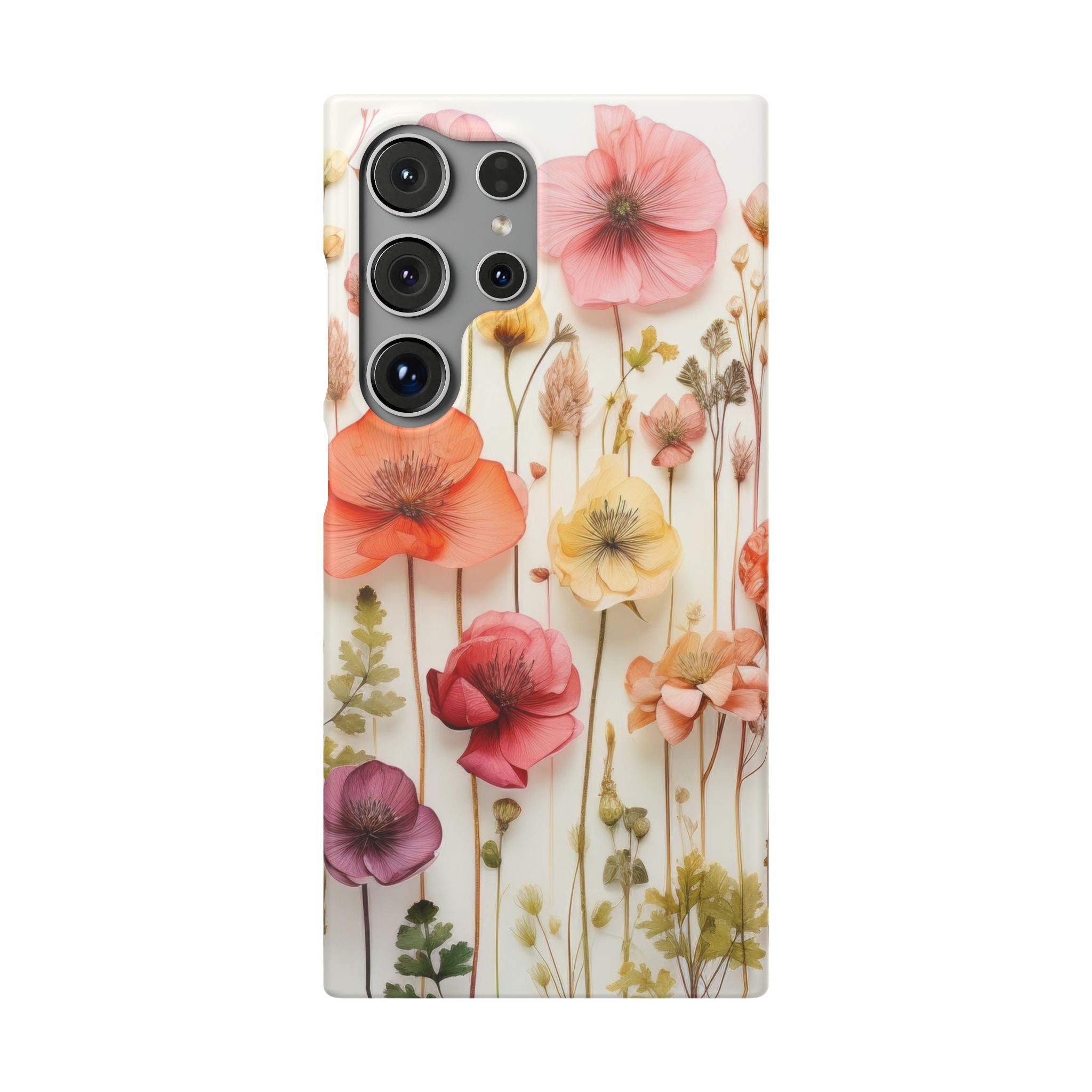 Pink Floral Pressed Flowers - Slim Case