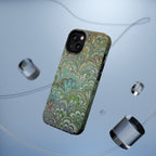 iPhone17 + All Models Phone Cases, Italian Peacock Feather Design, Stylish Impact-Resistant Shell, Protective Cover, Green Peacock Print
