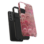 Pink Peacock Marble Italian Tough Phone Case — Durable Marbled Phone Case
