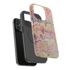 Marbled Pastel Pink and Green Impact-Resistant Phone Case for Apple + Samsung