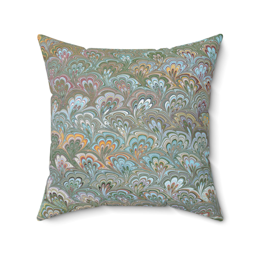 ITALIAN MARBLE Green and Blue Square Pillow includes Pillow, Hidden Zipper