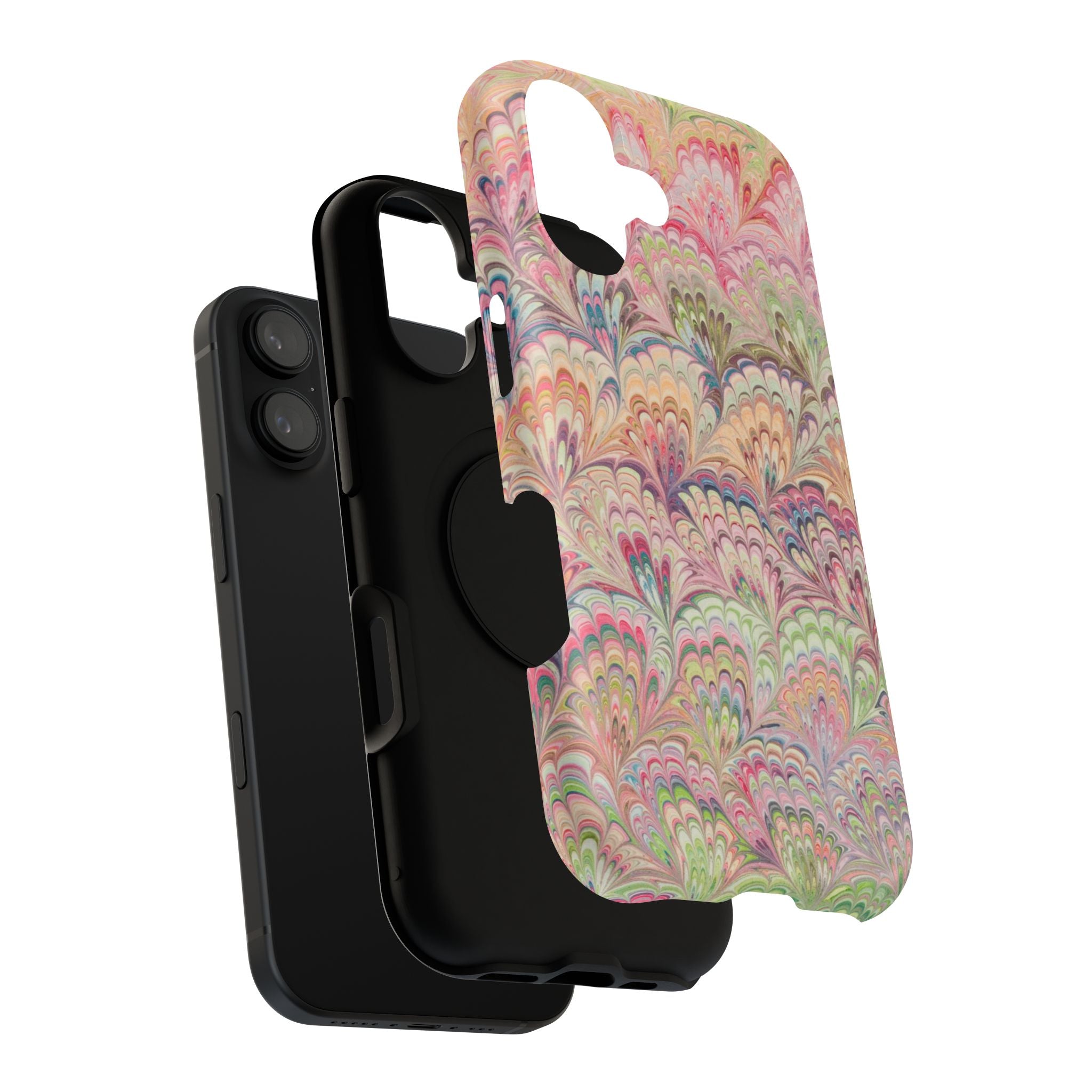 Marbled Pastel Pink and Green Impact-Resistant Phone Case for Apple + Samsung