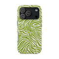 Zebra Print Green Chartreuse + White - Dual Layer Phone Case