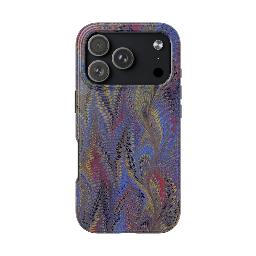 Blue + Red Marbled Tough Phone Case - Dual Layer