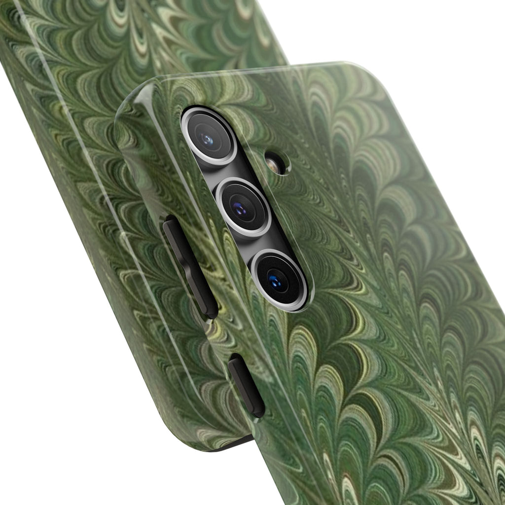 Deep Green Marble Italian Tough Phone Case — Durable Marbled Phone Case